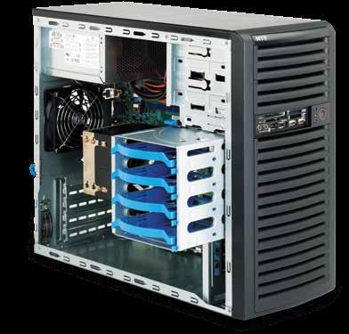 Serwer NTT Tytan 1104S101 Entry to ekonomiczny serwer w obudowie do szafy rack. Obudowa rack 1U zapewnia oszczędność miejsca. Serwery posiadają 4 zatoki hot-swap i napęd DVD-RW slim.
