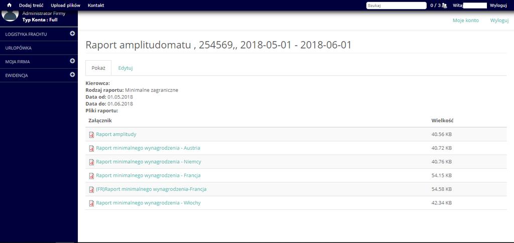 rys.35. Po wygenerowaniu pojawia się raport dopłat do minimalnej. W prawym dolnym rogu wygenerowana zostaje kwota dopłaty. Przedstawia to rysunek 36.