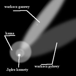 Wraz ze zbliżaniem się do Słońca pod wpływem ciepła lód ulega sublimacji i powstałe gazy tworzą dokoła jądra