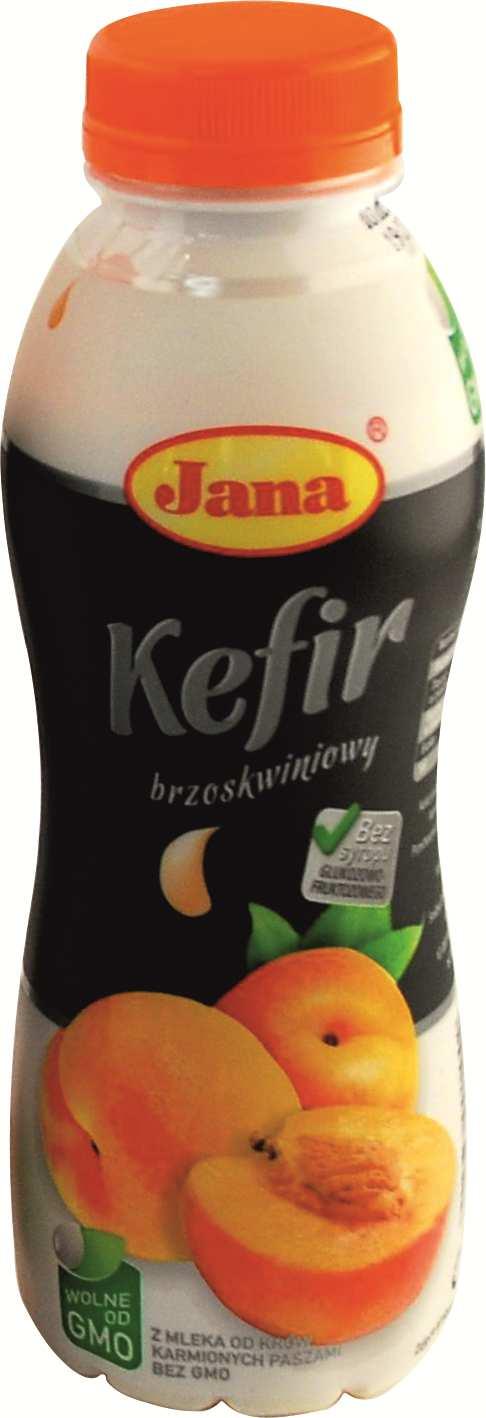 Średzka Spółdzielnia Mleczarska Jana Kefir brzoskwiniowy 375 g Kefiry smakowe to wspaniałe, orzeźwiające napoje mleczne,