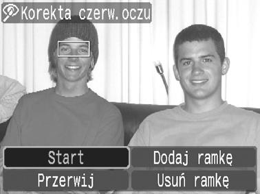 135 3 Skoryguj zdjęcie. 1. Za pomocą przycisków,, i wybierz menu [Start]. 2. Naciśnij przycisk. 4 Zapisz zdjęcie. 1. Za pomocą przycisków,, i wybierz opcję [Nowy plik] lub [Zastąp]. 2. Naciśnij przycisk. [Nowy plik]: Zdjęcie zostanie zapisane jako nowy plik pod nową nazwą.