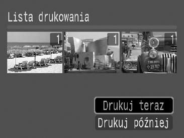 Drukowanie 19 Drukowanie z wykorzystaniem listy drukowania Zdjęcie można dodać do listy drukowania, naciskając przycisk natychmiast po zrobieniu zdjęcia lub podczas jego wyświetlania.