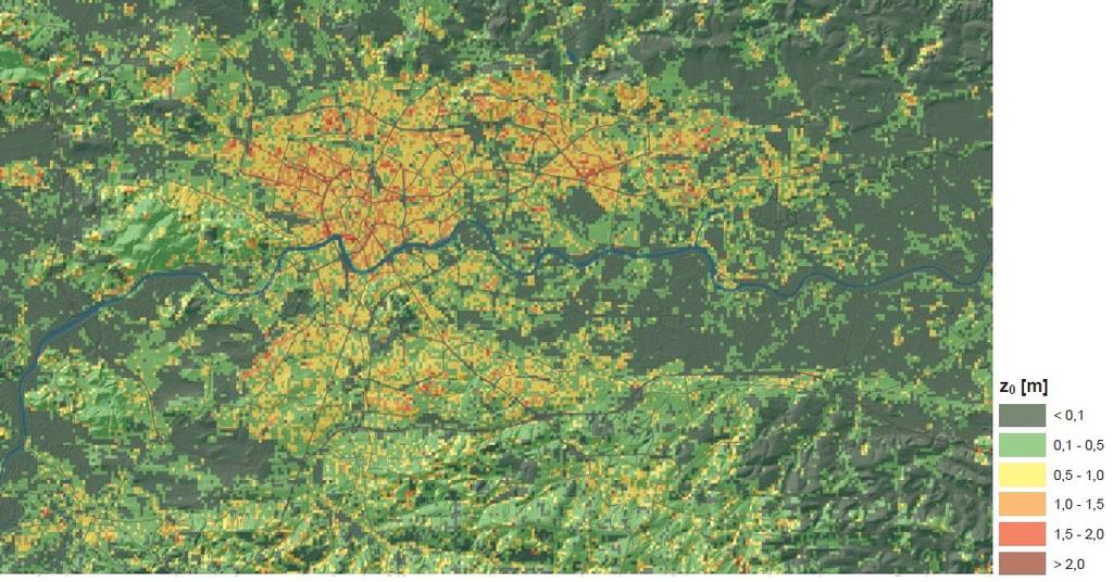 Wskaźnik szorstkości aerodynamicznej Z 0 Rastrowe dane opracowane na podstawie wskaźników morfometrycznych pokrycia terenu