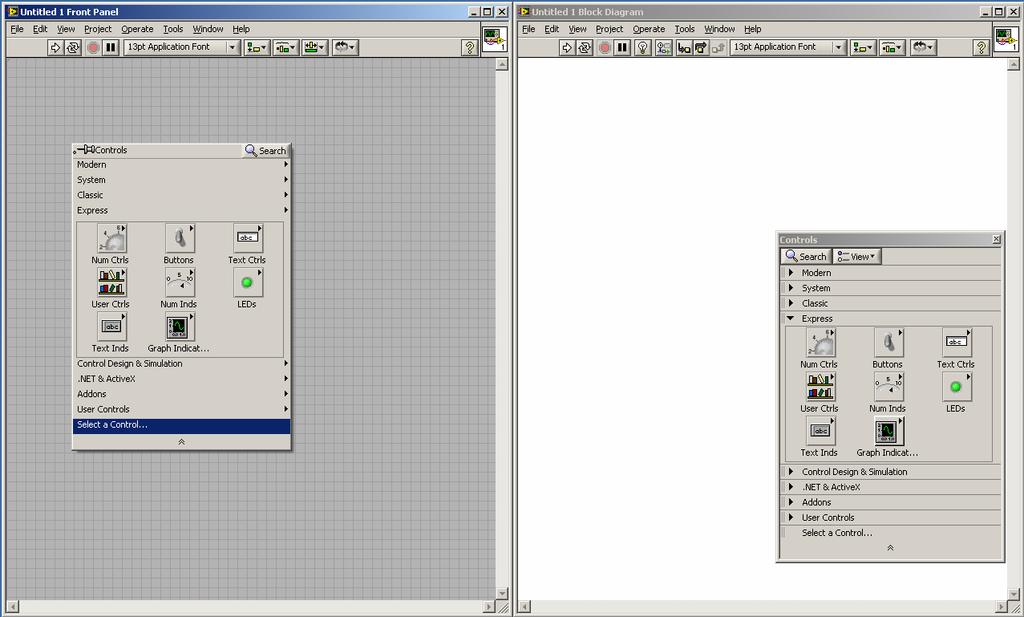 d 1 = d 2 = d 3 = d 4 = b b 1 2 Symulacja dekodera kodu naturalnego na kod 1 z 4 za pomocą programu LabWIEV. Uruchamiamy program z menu Start > Programy > National Instruments LabVIEW 8.x.