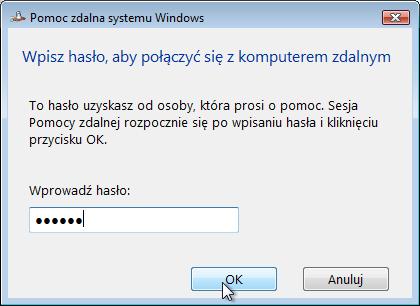 Wpisz hasło HelpMe. Kliknij OK.