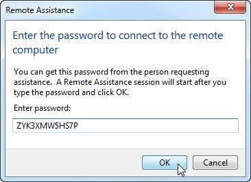 Otworzy się okno "Zdalna pomoc". Wpisz hasło zapisane w kroku 5.