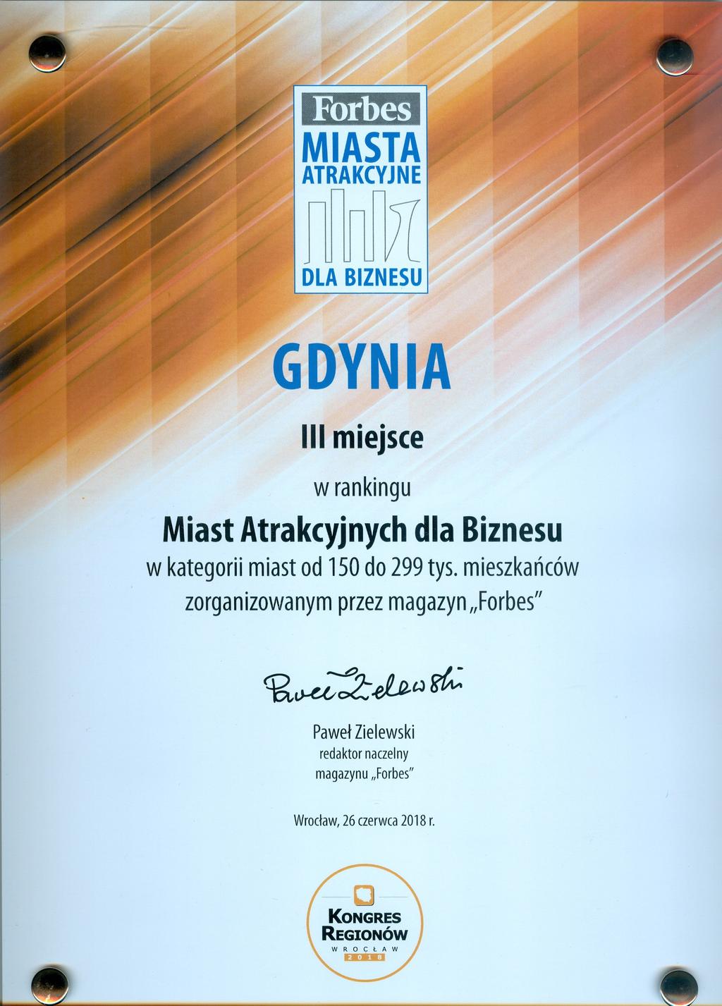3 miejsce dla Gdyni w rankingu Miast Atrakcyjnych dla Biznesu 26.06.