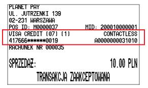 KARTY ZBLIŻENIOWEJ O dostępności transakcji zbliżeniowych informuje ikona contactless wyświetlana na ekranie terminala w prawym górnym rogu.