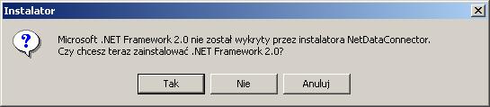 Jeżeli na komputerze nie będzie któregoś z wymaganych komponentów (lub wszystkich) to zaproponuje on jego instalację.