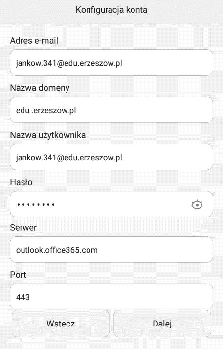 8.3. Konfiguracja klienta pocztowego w systemie Android 1. Na telefonie wybierz pozycję Ustawienia>Konta i synchronizacja>dodaj konto> E- mail/poczta/exchange 2.