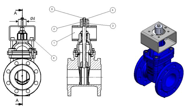 Parametry przyłącza do montażu napedu Type Oznaczenie części i ich podstawowe wymiary N 0 0 0 0 0 Oznaczenie części Mostek montażowy.