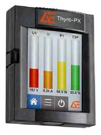 Rysunek 4 7. Panel obsługi Thyro Touch Display Obok ułatwienia obsługi sterownika mocy Thyro-PX panel obsługi Thyro-Touch Display oferuje także szybki przegląd stanu sterownika mocy.