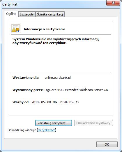 Certyfikat SSL służy do poświadczania autentyczności serwera, z którym komunikuje się dany komputer.