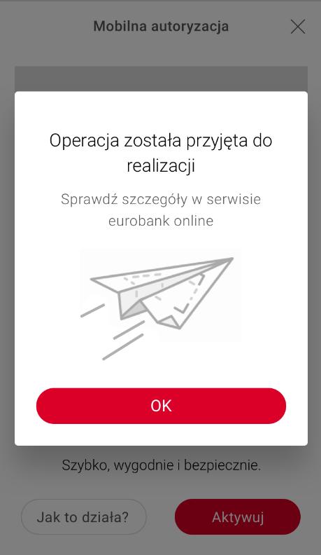 Widok mobilnej autoryzacji w aplikacji mobilnej Mobilna autoryzacja jest dostępna w aplikacji eurobank mobile od wersji 2.3.x.