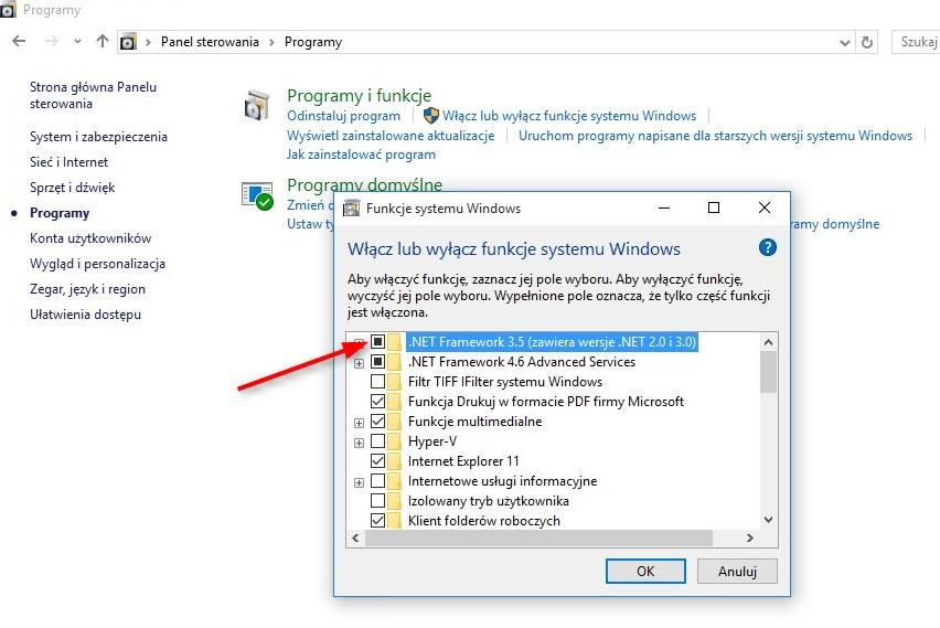 i upewnić się czy.net Framework 3.