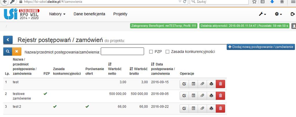 Załączniki do postępowania / zamówienia W tzw. spinaczu należy powiązać m.in.: a. Dokumenty dotyczące szacowania wartości zamówienia b. Zapytanie ofertowe / Ogłoszenia o zamówieniu c.