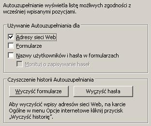 Możesz też wyczyścić już zapisane hasła przyciskiem [Wyczyść hasła]; Wchodząc w opcję: [Start/Ustawienia/Pan el