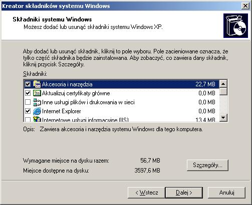 konieczne do prawidłowej pracy systemu. Windows XP ma taką opcję ustawioną domyślnie.