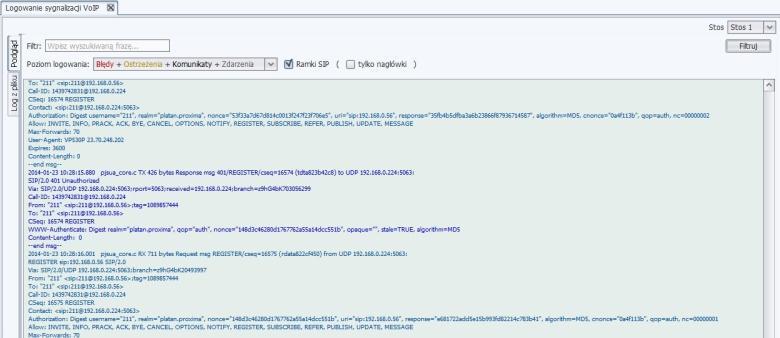 sygnalizacji VoIP w IP PBX