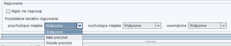 Libra ver. 2.02.xx nagrywanie - opcja uruchamiająca nagrywanie rozmów abonentów wewnętrznych dla połączeń: przychodzących miejskich, wychodzących miejskich oraz wewnętrznych.