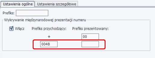 jest domyślnie ustawionym prefiksem wyjścia na miasto, kolejne cyfry 00 zostały dołożone po odebraniu informacji o połączeniu międzynarodowym. Przykład 2.