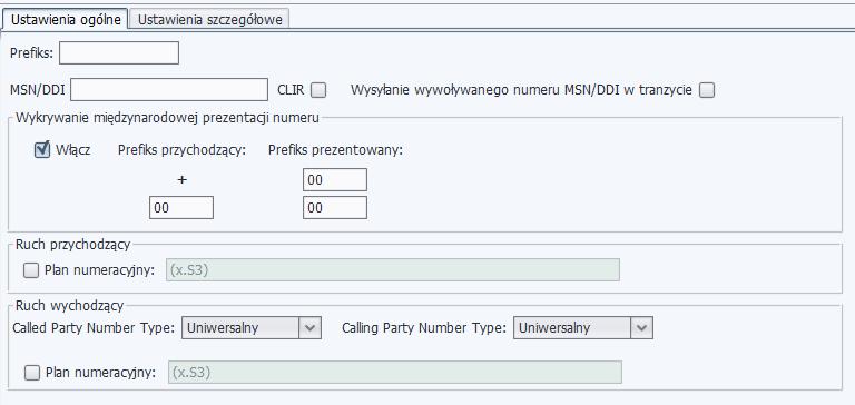 6.1.3. Ustawienia dla linii ISDN PRA (30B+D) Libra ver. 2.02.xx 6.1.3.1.Ustawienia ogólne Dla linii ISDN PRA (30B+D) w oknie ustawień ogólnych można przypisać numer MSN/DDI, którym będą prezentowali