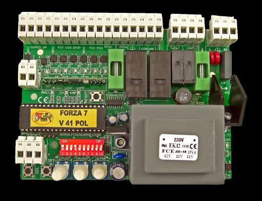 ELEKTRONIKA STERUJĄCA DO BRAM PRZESUWNYCH FORZA 7 jednorodzinny wielorodzinny 230V AC Centrala sterująca do bram przesuwnych dla silników zasilanych napięciem 230V AC - możliwość współpracy z