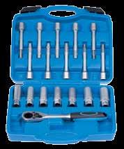 QS80418 KPL. KLUCZY DO AMORTYZATORÓW 18 SZT. 18 PCS. 1/2 DR. SHOCK ABSORBER TOOL SET 1 szt. grzechotka przelotowa 7 szt. nasadki przelotowe: 16, 17, 18, 19, 21, 22, 24 mm 3 szt. klucze wpustowe 6-kt.