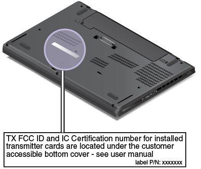 Etykiety z numerami FCC ID i IC Certification są przyklejone do kart sieci bezprzewodowej WAN 1 i LAN 2 zainstalowanych w gniazdach kart sieci bezprzewodowej komputera.