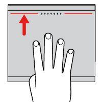 Przesuwanie czterema palcami Połóż cztery palce na trackpadzie i przesuń je do góry, aby wyświetlić