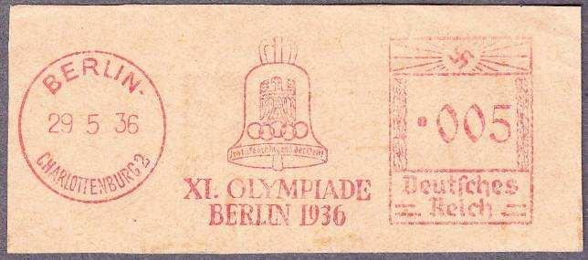 Kasowniki mechaniczny wirnikowy promujący Igrzyska Olimpijskie w Sztokholmie w 1912 roku Przed zimowymi igrzyskami olimpijskimi w Garmisch Partenkirschen oraz letnimi w Berlinie i Kilonii, Poczta III