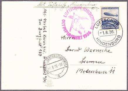 2.4. Olimpijskie okolicznościowe serwisy pocztowe Podczas ceremonii otwarcia Igrzysk Olimpijskich w Berlinie w 1936 r. zaplanowano przelot sterowca LZ-129 HINDENBURG nad stadionem olimpijskim.