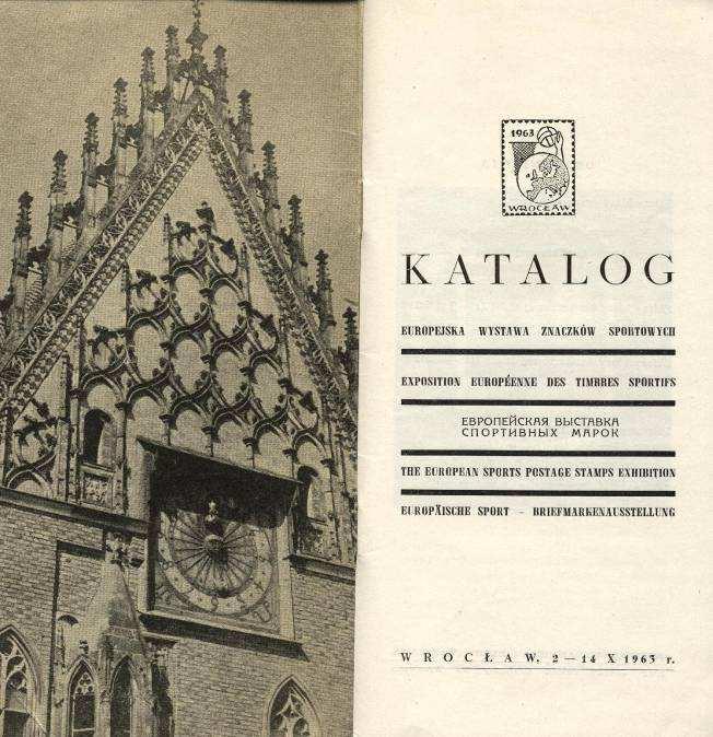 Katalog, medal (awers i rewers) i dyplom Europejskiej Wystawy Znaczków Sportowych WROCŁAW 1963.