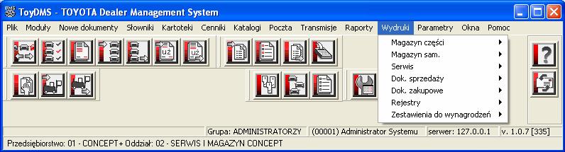 1. Wydruki w systemie ToyDMS...1 2. XMLAutomat...35 Stosowane skróty i nazwy: Administrator aplikacji osoba odpowiedzialna za funkcjonowanie systemu ToyDMS w Państwa ASD.