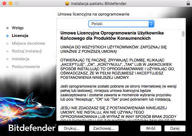 Krok 2 Przeczytaj Umowę Subskrypcji Przeczytaj Umowę Subskrypcji Umowa Subskrypcji jest umową prawną pomiędzy Tobą a Bitdefender na korzystanie z Bitdefender Antivirus for Mac.