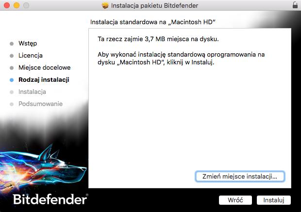 Krok 3 Rozpocznij Instalację Rozpocznij instalację Bitdefender Antivirus for Mac zostanie zainstalowany w Macintosh