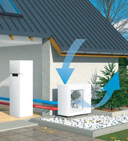 Powietrzna pompa ciepła c.o. + c.w.u. wykorzystuje energię cieplną, zawartą w powietrzu otoczenia.