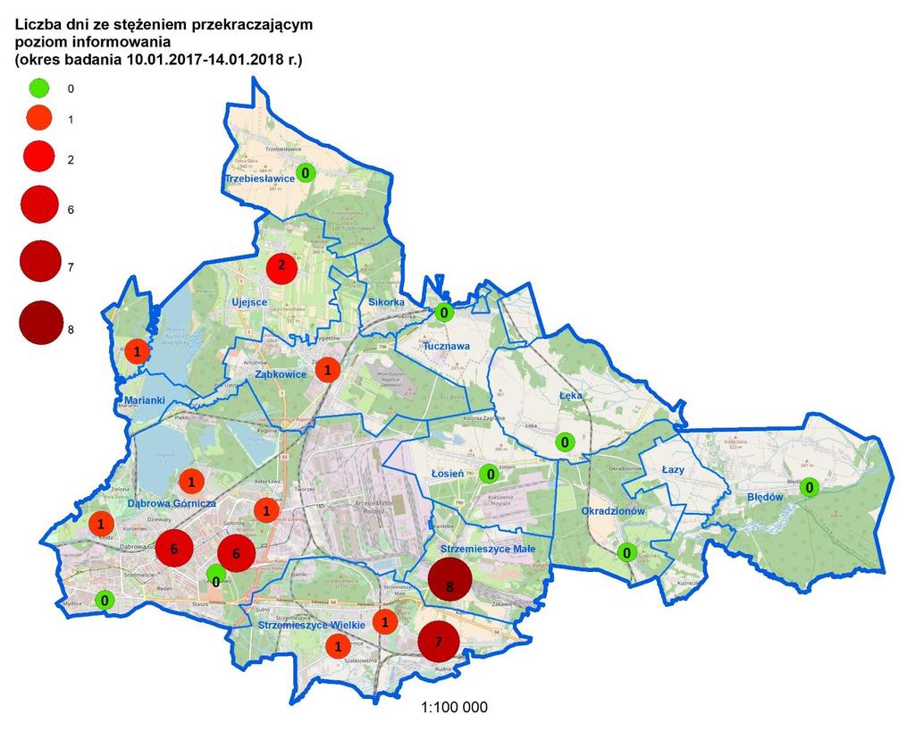 Analiza, interpretacja i wnioski z badania rozkładu stężeń pyłów PM2,5 i PM10 z użyciem Systemu Badania Jakości Powietrza LUMA dla miasta Dąbrowa Górnicza. Raport za Mapa 3.