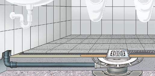 łazienek Ilustr. 10 Uszczelnienie warstwowe Odpływ łazienkowy Advantix 62 mm Odpływ ten nadaje się szczególnie do niskich konstrukcji podłóg w remontowanych obiektach.