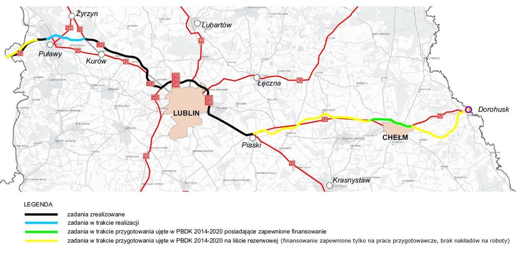 Zadania ujęte w PBDK w perspektywie finansowej 2014-2023 Budowa drogi ekspresowej