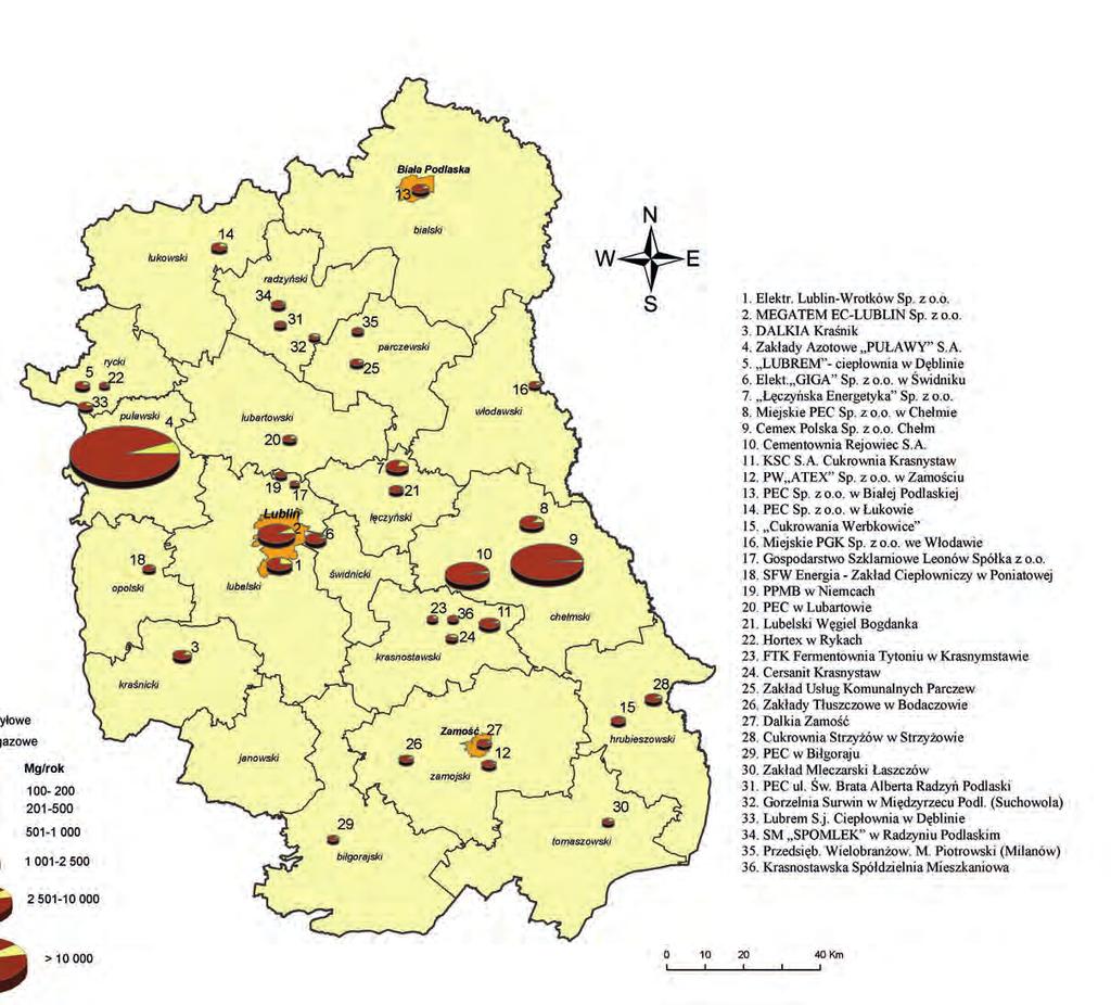 POWIETRZE W województwie lubelskim występuje duże zróżnicowanie w rozmieszczeniu źródeł emisji.