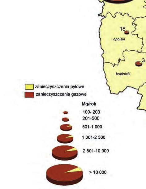 powiat chełmski - 1 785 753,1 Mg (31,4%), natomiast powiat janowski - 1 092,6 Mg (0,02%) znalazł się na ostatnim miejscu.