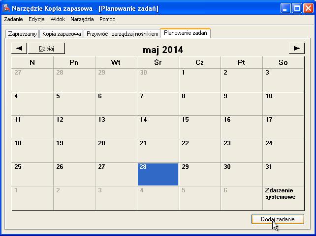 Krok 13 Pojawi się program do przywracania Kliknij kartę Harmonogram. Kliknij przycisk Dodaj zadanie> Dalej.