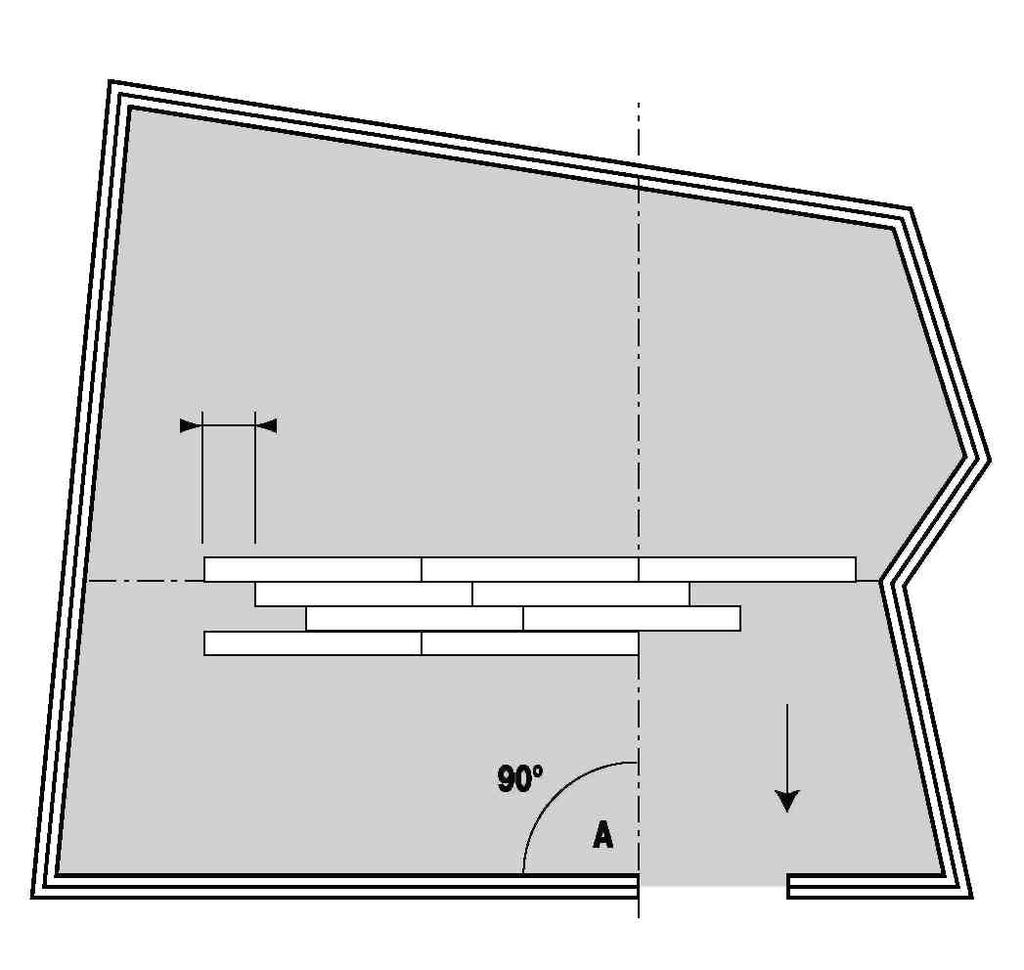 - Panele można układać także na jodełkę lub w inne wzory geometryczne. - Każdą deskę należy starannie docisnąć do kleju, by związał ją maksymalnie. 1/3 dpanela (tj.