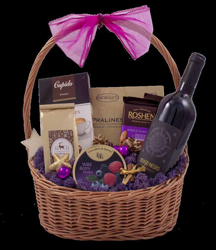 02 Leśny Dukt 139zł zawartość: Primitivo La Casada 0,75L Praliny w czekoladzie 136g Duńskie Ciasteczka z żurawiną i musli 150g Baton Miodowy