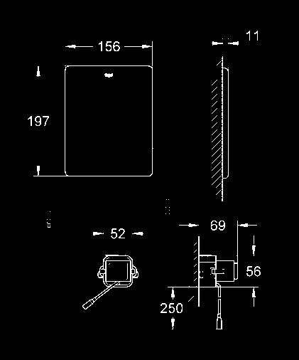 przycisk uruchamiający 156 x 197 mm serwomotor z transformatorem 100-230 V AC, 50-60 Hz, 6 V DC regulowana objętość