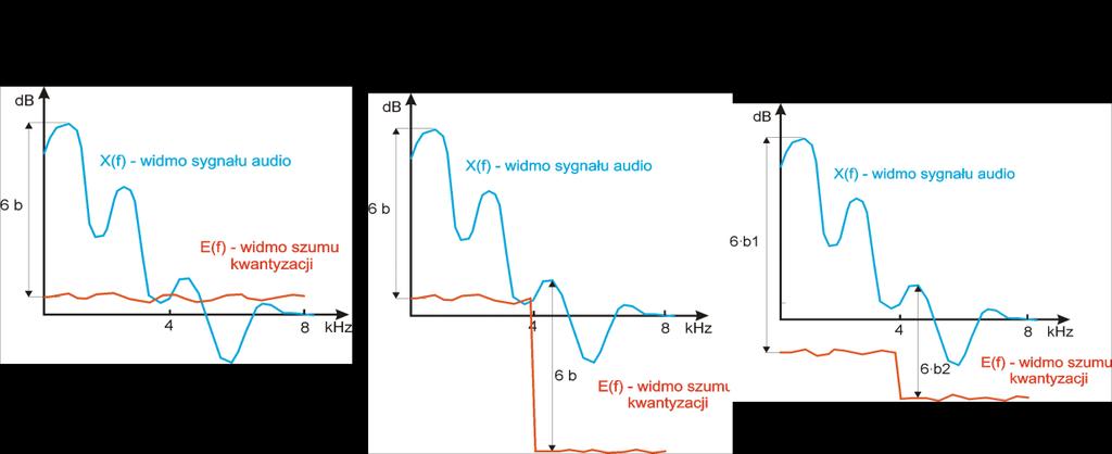 Każdy z tych kwantyzatorów adaptuje się do amplitudy przetwarzanego sygnału pasmowego (amplitudy mogą się bardzo różnić) i może pracować z różną rozdzielczością (różna liczba bitów na kwantowanie