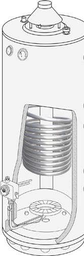 POJEMNOŚIOWE PODGRZEWAZE GAZOWE Z WĘŻOWNIĄ Wężownica pozwala na podgrzewanie wody w okresie grzewczym z kotła O, a w sezonie letnim uzyskanie ciepłej wody jest możliwe z własnego