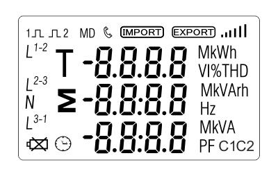 3. Ekrany startowe Po załączeniu zasilania licznik podświetla wszystkie elementy wyświetlacza (test). Informacje o wersji oprogramowania. Autotest.