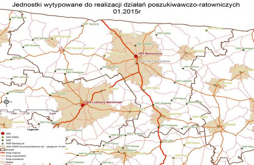6.5. Organizacja działań poszukiwawczo- ratowniczych na terenie powiatu Na terenie powiatu bartoszyckiego do działań w zakresie poszukiwawczo ratowniczym w stopniu podstawowym planowane są 4